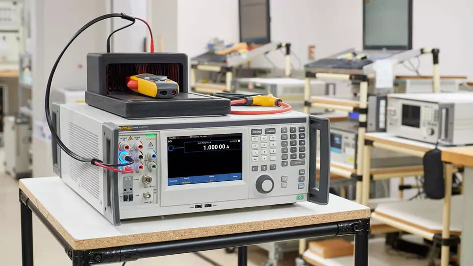 Laboratorio tecnico con instrumentos de medicion y calibracion